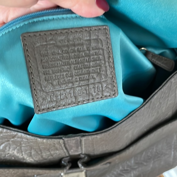 COACH hobo with gold details and toffany blue interior retail $495 - Picture 10 of 16